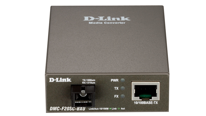 Медиаконвертер D-Link WDM Media Converter 100Base-TX to 100Base-FX, SC, Single-mode,  Tx: 1310nm, Rx: 1550nm, 20KM, Stand-alone