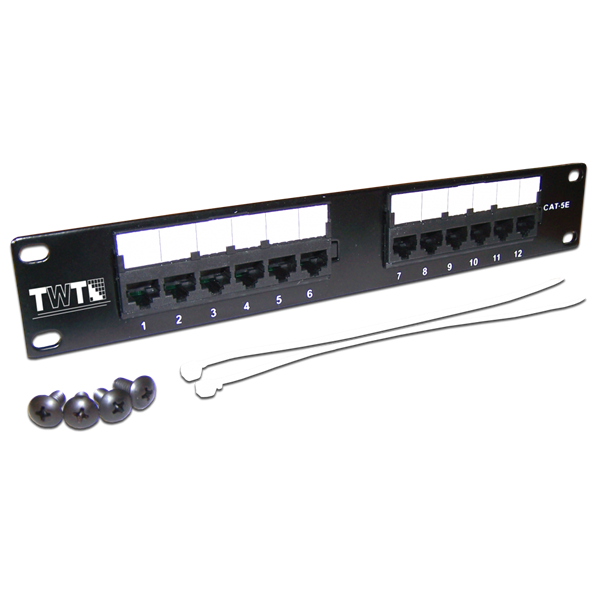 Патч-панель Патч-панель TWT 10", 12 портов, UTP, кат.5E, 1U