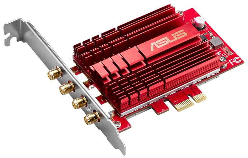 Адаптер ASUS PCE-AC88 // WI-FI 802.11ac, 1000 + 2167 Mbps, PCI-E Adapter, 4 antenna ; 90IG02H0-BM0000