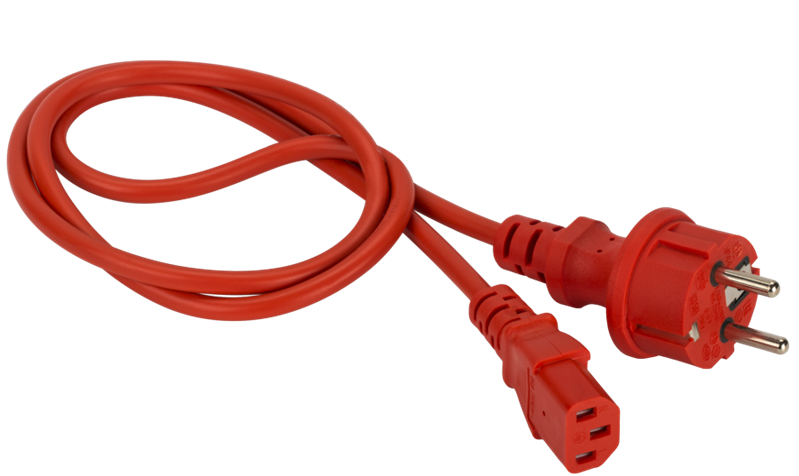 Шнур питания Шнур питания C13-Schuko прямая, 3х0.75, 220В, 10А, красный, 1 метр