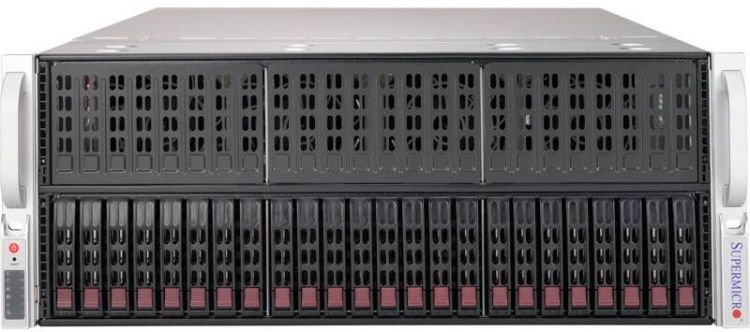 Серверная платформа Supermicro SuperServer 4U 4029GP-TRT noCPU(2)2nd Gen Xeon Scalable/TDP 70-205W/ no DIMM(24)/ SATARAID HDD(24)SFF/ 2x10GbE/ support up to 8 double width GPU/ 4x2000W