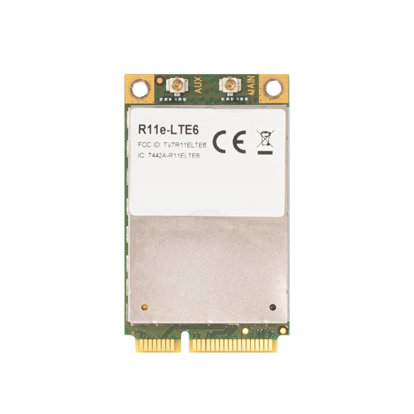 Беспроводная плата MikroTik 2G/3G/4G/LTE miniPCi-e card with 2 x u.FL connectors for International & United States bands 1/2/3/5/7/8/12/17/20/25/26/38/39/40/41n, CAT6