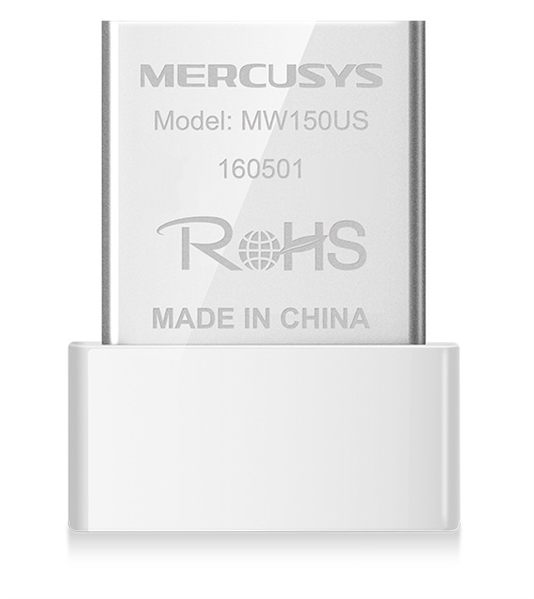  MERCUSYS N150 Мини Wi-Fi USB-адаптер, до 150 Мбит/с на 2,4 ГГц, 1 встроенная антенна, порт USB 2.0