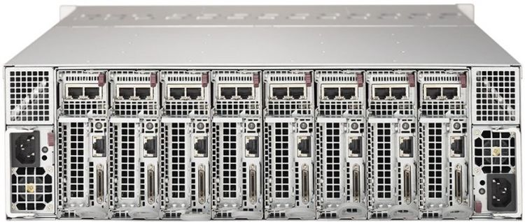 Серверная платформа Supermicro MicroCloud 3U 5039MC-H8TRF 8xNodes per node: 1xXeon E-22**/ no memory(4)/2x 3.5 or 2x 2.5 HDD/SSD/ 2xGE/ 2x2000W