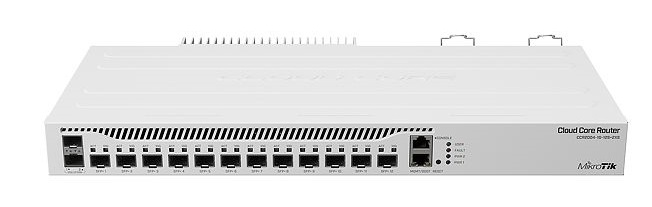 Маршрутизатор MikroTik Cloud Core Router 2004-1G-12S+2XS with Annapurna Alpine AL32400 Cortex A57 CPU (4-cores, 1.7GHz per core), 4GB RAM, 1x Gigabit RJ45 port, 12x 10G SFP+ cages, 2 x 25G SFP28 cages, RouterOS L6,