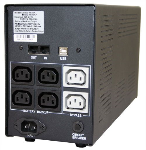 Источник бесперебойного питания Powercom Back-UPS IMPERIAL, Line-Interactive, 1025VA/615W, Tower, 6*IEC320-C13 (2 surge & 4 batt), USB (671477)