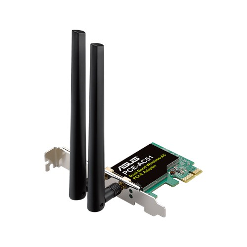 Адаптер ASUS PCE-AC51 // WI-FI 802.11ac, 300 + 433 Mbps PCI-E Adapter, 2 antenna ; 90IG02S0-BO0010