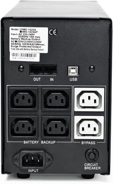 Источник бесперебойного питания Powercom Back-UPS IMPERIAL, Line-Interactive, 1200VA/720W, Tower, 6*IEC320-C13 (2 surge & 4 batt), LCD, USB (507311)
