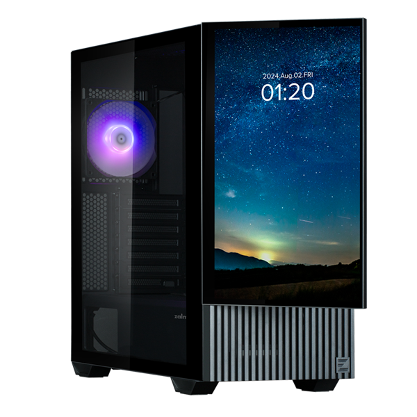 корпус ZALMAN Z10 DS, ATX, BLACK, WINDOW, built-in 15.6-inch FHD display, 2x3.5", 2x2.5", 2xUSB3.0, 1xUSB 3.1 Type-C, FRONT 2x120mm, REAR 1x120mm ARGB