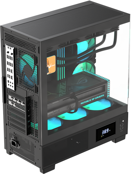 Корпус Formula V Line Crystal E1 Black, ATX, TYPE-C*1, USB3.0*2, Switch Display Panel