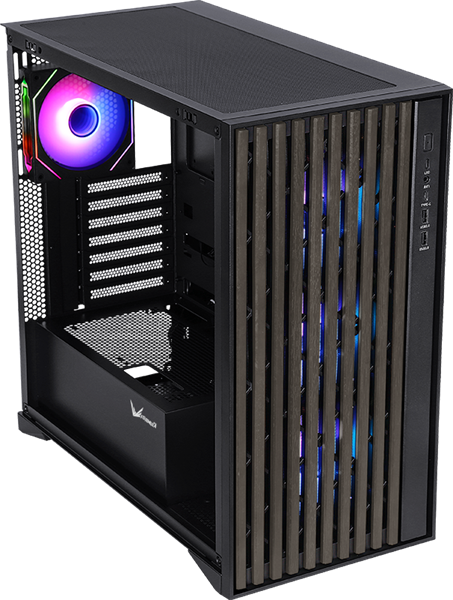 корпус Formula V Line TimberLine T0 Black, ATX, wood+plastic front, TYPE-C*1, USB3.0*2, FRONT 3x120mm FRGB, REAR 1x120mm FRGB