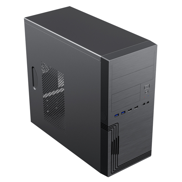 корпус MiniTower Powerman ES555 Black PM-450ATX U3*2+TypeC*2+2*combo Audio; intrusion switch; Extra 2xHDD cage; mATX
