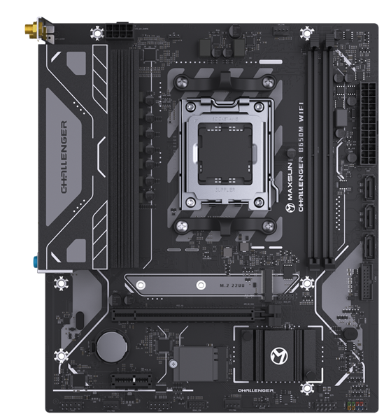 Материнская плата MAXSUN MS-Challenger B650M WIFI, AM5, B650, 2*DDR5, 3*SATA3, M.2, 4*USB 3.2, 2*USB 2.0, 1*PCIEx16, 1*PCIEx1, DP+HDMI, mATX