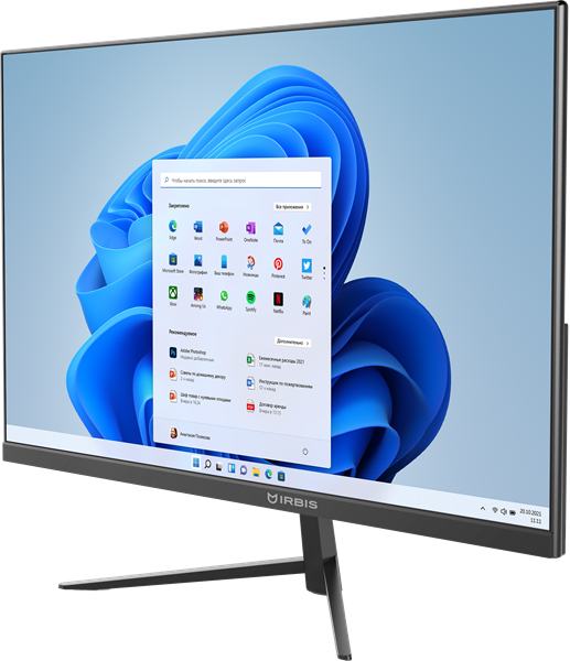 Моноблок IRBIS MB2385 23.8" AIO, CPU intel I5-1135G7, 23.8" LCD (1920x1080IPS), 16GB PCDDR4 2400MHZ+512GB, 1*1 AC wifi, brush dark grey, EU adaptor (После ремонта, потертости, царапины, повреждения коробки)
