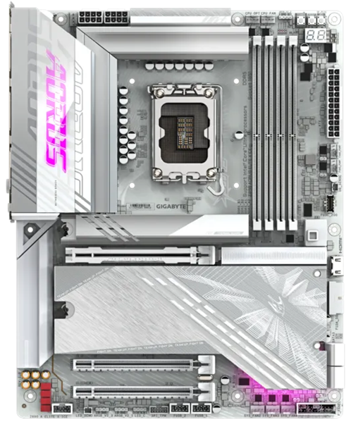 Материнская плата GIGABYTE Z890 A ELITE X ICE, LGA1851, Z890, 4*DDR5, 4*SATA, 5*M.2, 4*USB 3.2, 4*USB 2.0, Type-C, 3*PCIx16, 3*PCIx1, ATX