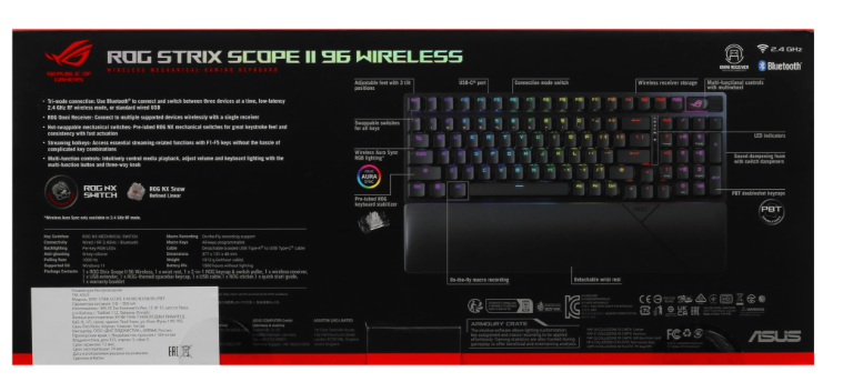 Клавиатура ASUS XA14 ROG STRIX SCOPE II X, Wired, 100%, ABS, RGB Lighting, Black