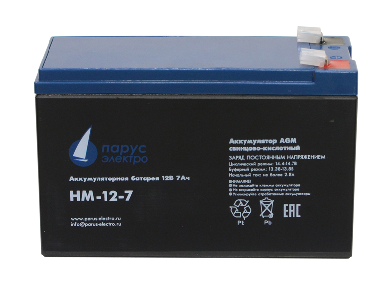 Парус-электро Аккумуляторная батарея для ИБП HM-12-7 (AGM/12В/7,2Ач/клемма F2)