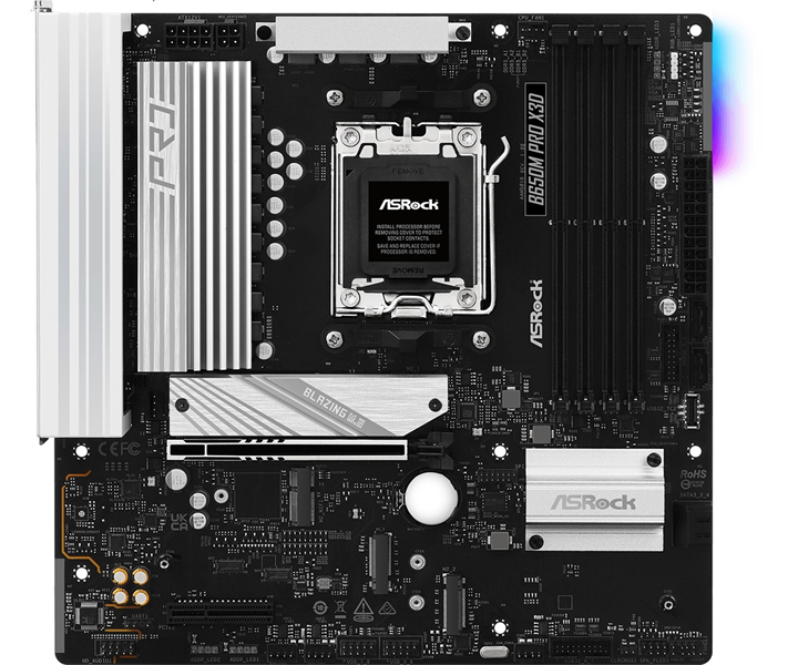 Материнская плата ASROCK B650M X3D, AM5, B650, 4*DDR5, 4*SATA, 3*M.2, 3*USB 3.2, 4*USB 2.0, Type-C, 2*PCIx16, 1*M.2 (Key E), HDMI+DP, mATX