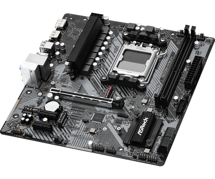 Материнская плата ASROCK B650M-H/M.2+, AM5, B650, 2*DDR5, 4*SATA, 2*M.2, 3*USB 3.2, 2*USB 2.0, Type-C, 1*PCIx16, 2*PCIx1, 1xM.2 (Key E), HDMI+DP, mATX
