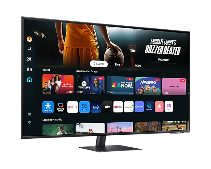 Samsung 43" Smart display M7 M70D S43DM700UI (VA 32:9 3840x2160x60Hz 4ms 300cd 5000:1 178/178 1,07B HDMI x2; USB-C (65 Вт) USB2.0x2 SmartServ(Tizen™),WiFi5, BT5.2, RC Spk 2x10W Tilt VESA Black