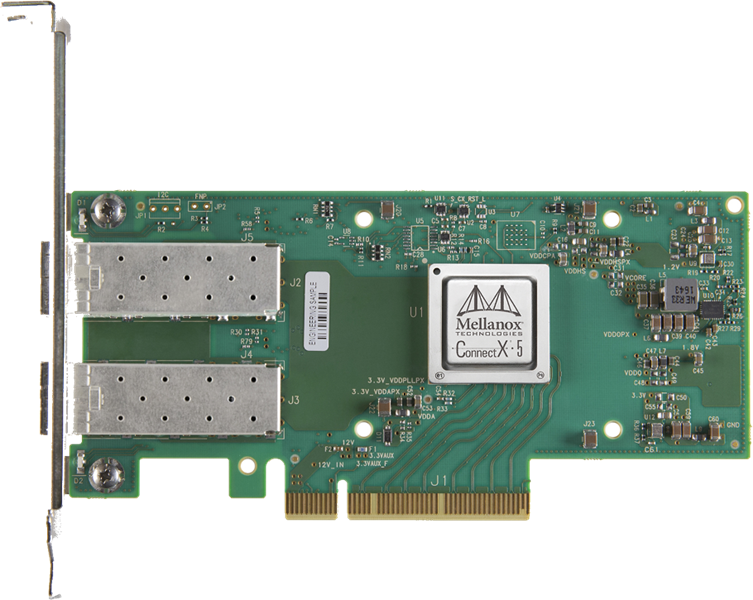Сетевой адаптер Mellanox ConnectX-5 EN network interface card, 25GbE dual-port SFP28, PCIe Gen 3.0 x8, UEFI Enabled (x86/Arm), tall bracket, (analog MCX512A-ACAT) 1 year