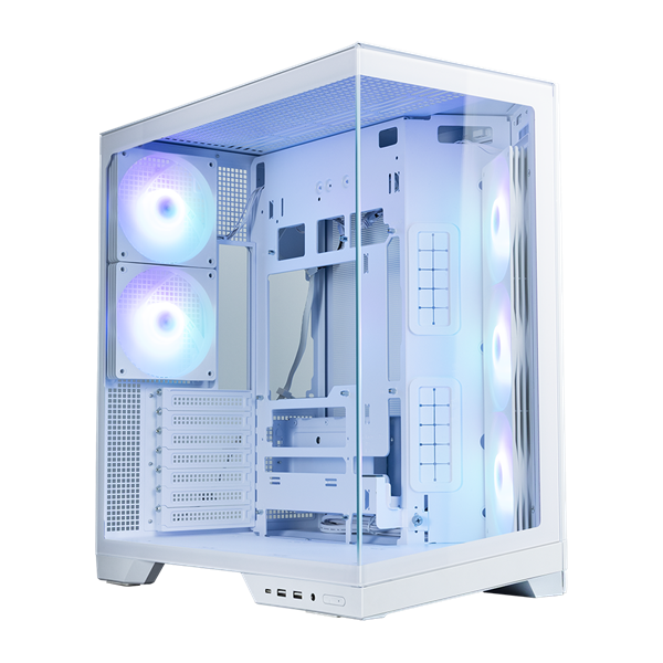Корпус ZALMAN D50, ATX, WHITE, WINDOW, 1xCombo (2.5'' or 3.5''), 2x2.5'', 2x3.5'', 1xUSB TYPE-C, 2xUSB3.0, SIDE 3x120 ARGB, REAR 2x120 ARGB