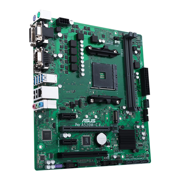 Материнская плата ASUS PRO A520M-C II/CSM, Socket AM5, A520, 2*DDR4, DP+DVI-D+VGA+HDMI, 4xSATA3, Audio, Gb LAN, USB 3.2, USB 2.0, COM port, mATX; 90MB18F0-M0EAYC