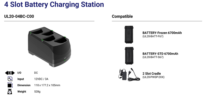 Четырехслотовый зарядный кредл для аккумуляторов M3 Mobile ASSY: UL20/UL30 Battery charging station, 4 Slot?Battery Charger. Requires power supply (UL20-PWSP-2XX; sold separately)