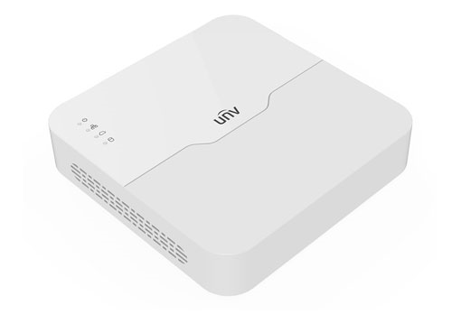 Uniview Видеорегистратор IP 4-х канальный 4K с 4 PoE портами; Входящий поток на запись до 64Мбит/с; Поддерживаемые форматы сжатия: Ultra 265/H.265/H.264; Запись: разрешение до 4K; HDD; 1 SATA3 до 6Тб