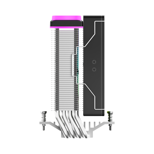 Кулер для процессора Ocypus Delta A40 SE BK ARGB, 120mm ARGB FAN, Top ARGB Panel, 4 HEAT PIPES, 4-PIN PWM, 800-1800 RPM, 31DBA, HYDRO BEARING, LGA115X/1200/1700/18XX, AM4/AM5