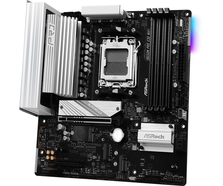 Материнская плата ASROCK B650M X3D WIFI, AM5, B650, 4*DDR5, 4*SATA, 3*M.2, 3*USB 3.2, 4*USB 2.0, Type-C, 2*PCIx16, 1*M.2 (Key E), HDMI+DP, mATX
