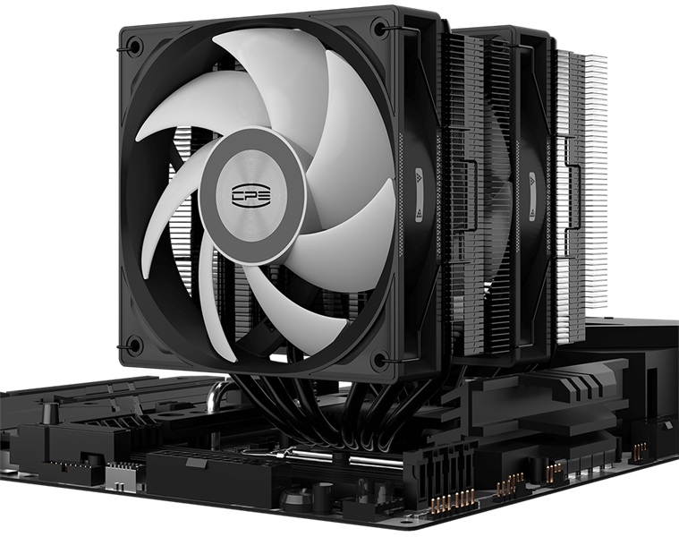 Кулер для процессора PCCooler RT620 ARGB BK, 2x120mm ARGB FAN, 6 HEAT PIPES, 4-PIN PWM, 500-2200 RPM, 34.9 DBA, HYDRO BEARING, LGA 1851/1700/1200/115X, AMD AM5/AM4