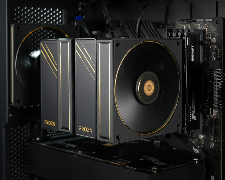 Кулер для процессора ID-COOLING FROZN A620 GDL LGA1700/1200/115X/AM5/AM4 (8шт/кор, TDP 270W, PWM, черно-золотой, 6 тепл.трубок + медная база, DUAL FAN 120mm) RET