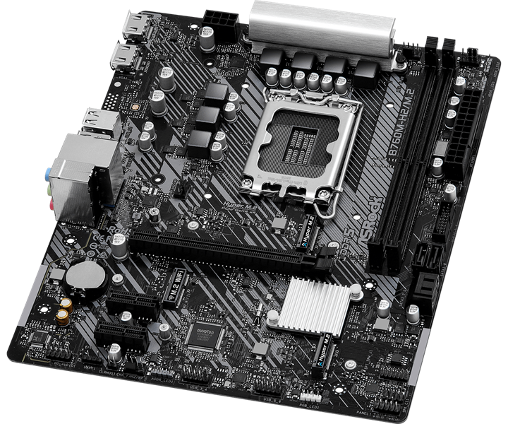 Материнская плата ASROCK B760M-H2/M.2 LGA1700, B760, 2*DDR5, 4*SATA, 2*M.2, 4*USB 3.2, 2*USB 2.0, 1*PCIx16, 2*PCIx1, 1*M.2 (Key E), 2*HDMI, mATX