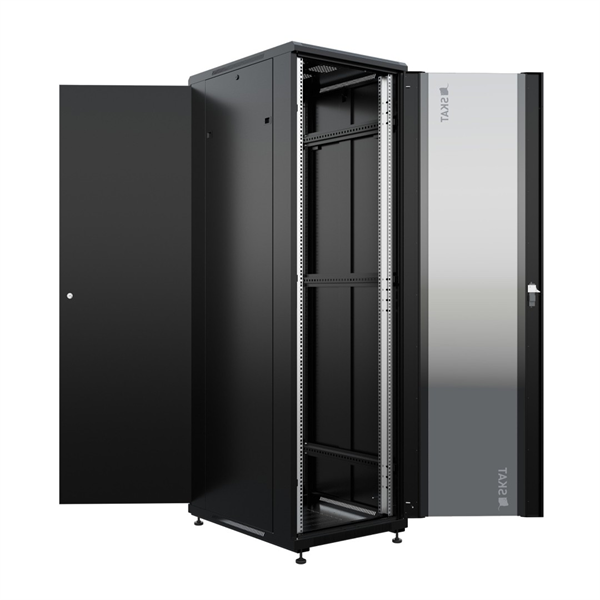 Телекоммуникационный шкаф (4402) Бастион SKAT TB-22R680GF-B Телекоммуникационный шкаф 22U/600x800мм/Пд-стекло/Зд-металл/RAL9005/53,3кг/1.5 л.г