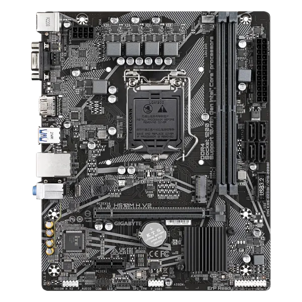 Материнская плата GIGABYTE H510M H V2, LGA1200, Q470, 2*DDR4, 4*SATA, 1*M.2, 2*USB 3.2, 4*USB 2.0, 1*PCIx16, 1*PCIx1, D-Sub+HDMI, mATX
