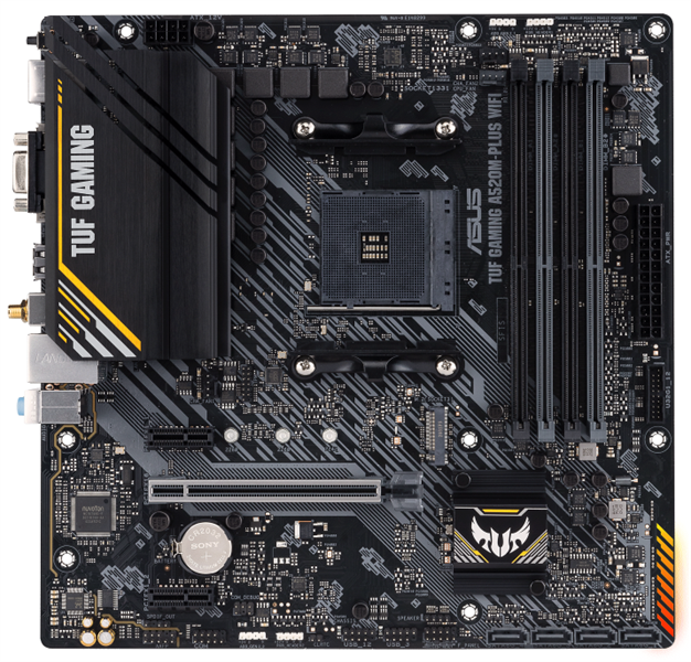 Материнская плата ASUS TUF GAMING A520M-PLUS WIFI, Socket AM4, A520, 4*DDR4, D-Sub+DVI+HDMI, SATA3 + RAID, Audio, Gb LAN, USB 3.2*7, USB 2.0*5, COM*1 header (w/o cable), mATX ;90MB17F0-M0EAY0