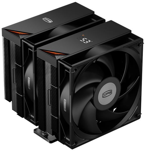 Кулер для процессора PCCooler RT620 Digital BK, 2x120mm FAN, 6 HEAT PIPES, 4-PIN PWM, 500-2200 RPM, 34.9 DBA, HYDRO BEARING, LED temp., LGA 1851/1700/1200/115X, AMD AM5/AM4