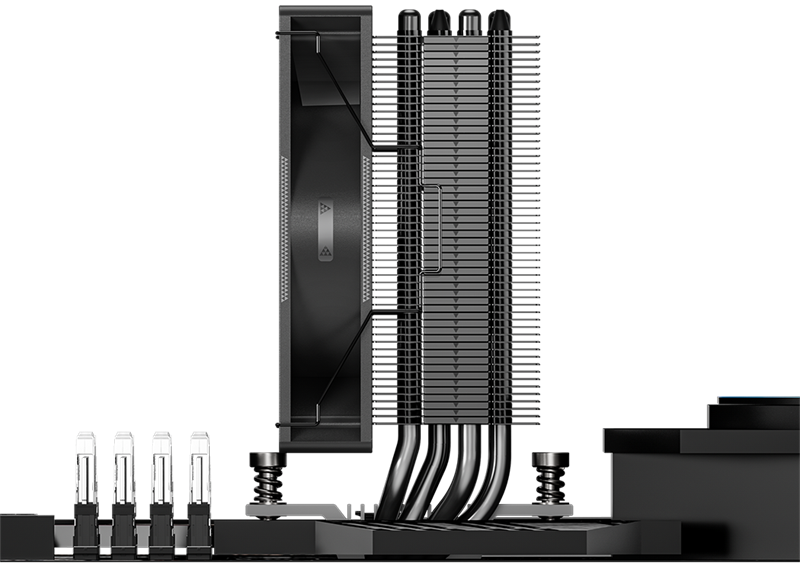 Кулер для процессора PCCooler RT400 BK, 120mm FAN, 4 HEAT PIPES, 4-PIN PWM, 500-2200 RPM, 34.9 DBA, HYDRO BEARING, LGA 1851/1700/1200/115X, AMD AM5/AM4