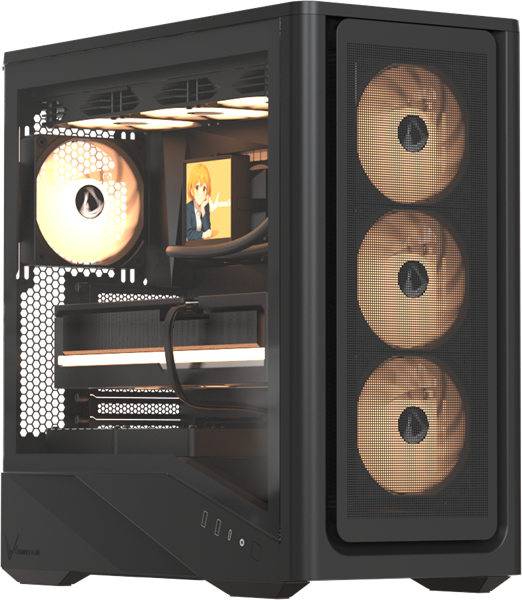 корпус Formula V Line Air Power G9 DUO PA Black, ATX, TYPE-C*1, USB3.0*2, MESH/GLASS FRONT PANEL, FRONT 3x PERFORMANCE ARGB, REAR 1x PERFORMANCE ARGB