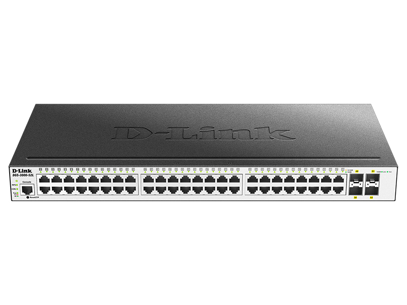 Коммутатор D-Link Управляемый L2 коммутатор, 48x1000Base-T, 4x1000Base-X SFP, защита от статического электричества до 6 кВ, CLI, консольный порт RJ-45, RPS, поддержка Dying Gasp