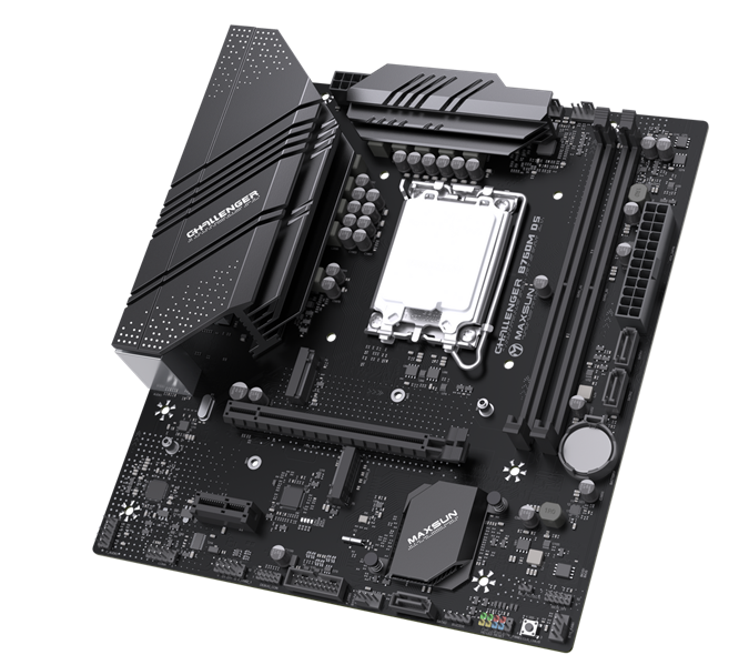 Материнская плата MAXSUN MS-Challenger B760M D5, LGA1700, B760, 2*DDR5, 3*SATA3, 3*M.2, 2*USB 3.2, 6*USB 2.0, 1*PCIEx16, 1*PCIEx1, VGA+HDMI, mATX