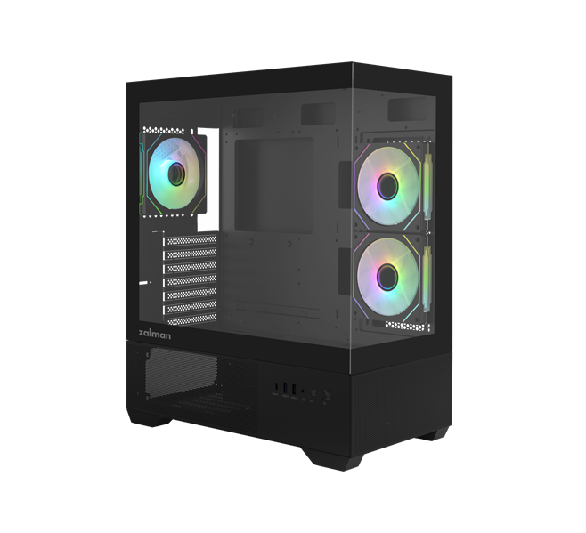 Корпус ZALMAN CHRONIX V2, ATX, BLACK, WINDOW, 1xCombo (3.5’’ or 2.5’’), 1x3.5’’HDD, 2x2.5’’SSD, 1xUSB2.0, 1xUSB3.0, 1xUSB Type-C, SIDE 2x120mm ARGB, REAR 1x120mm ARGB
