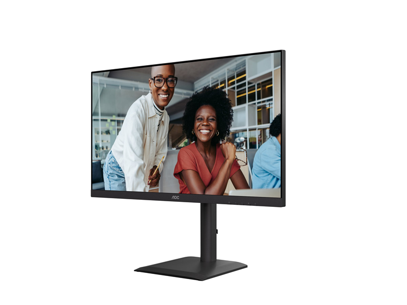 Монитор 27" AOC 3840x2160 WLED 16:9 IPS 400cd, 1200:1, 20M:1, 4ms, 178°/178°, 2xHDMI, DP, USB hub: 4*USB3.2, USB-C(90W), RJ45, 60Hz, Speakers, Tilt, Height, Swivel, Pivot, VESA, Internal, Black, 3y