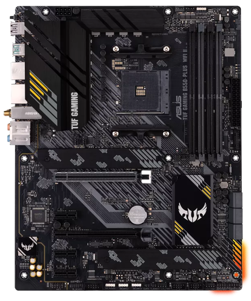 Материнская плата ASUS TUF GAMING B550-PLUS WIFI II, Socket AM4, B550, 4*DDR4, HDMI+DP, CrossFireX, SATA3 + RAID, Audio, 2,5Gb LAN, USB 3.2*8, USB 2.0*6, COM*1 header (w/o cable) ATX ; 90MB19U0-M0EAY0