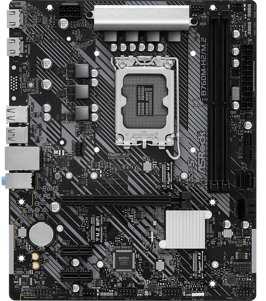 Материнская плата ASROCK B760M-H2/M.2 LGA1700, B760, 2*DDR5, 4*SATA, 2*M.2, 4*USB 3.2, 2*USB 2.0, 1*PCIx16, 2*PCIx1, 1*M.2 (Key E), 2*HDMI, mATX