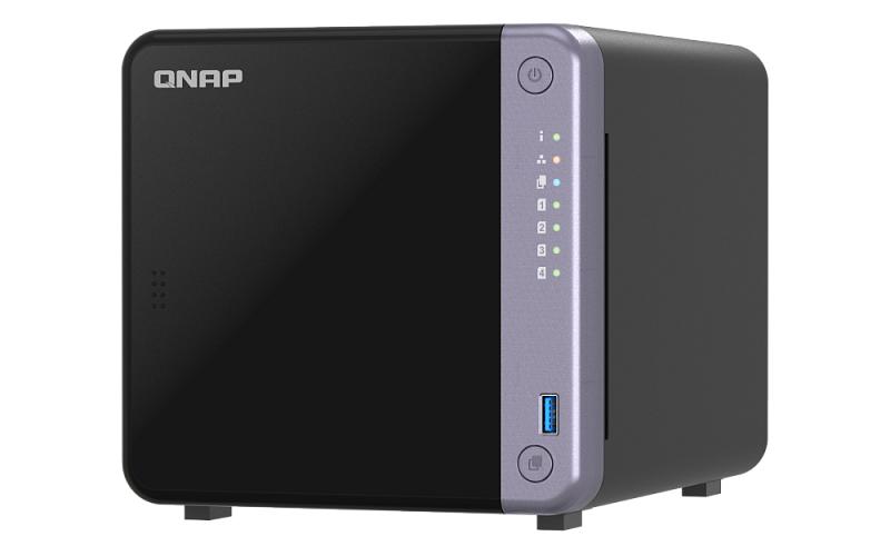 система хранения данных QNAP SMB QC 2GhzCPU/4Gb/upto 4HDD, up to 20 with TL-D1600S/SATA(3,5" 2,5")/ 2xUSB3.2/1xHDMI/1xExp.slot/2x2,5Gb 2x10Gb(SFP+)/iSCSI/1xPS/2YW