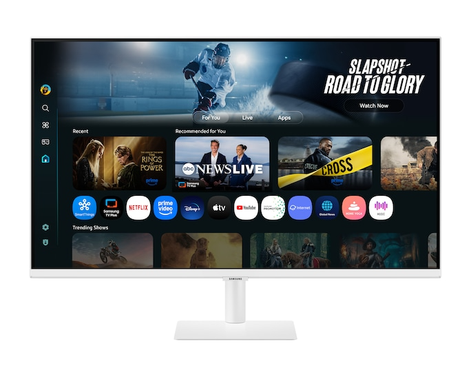 Монитор Samsung 32" Smart monitor M7 S32FM703UI (VA 16:9 3840x2160x60Hz 4ms 300cd 3000:1 178/178 1млрд HDMI USB-C(65W) 2*USB 2.0 Spk10W Tizen HDR10+ sRGB 99% Tilt WiFi5 BT5.2 VESA White ПультДУ)