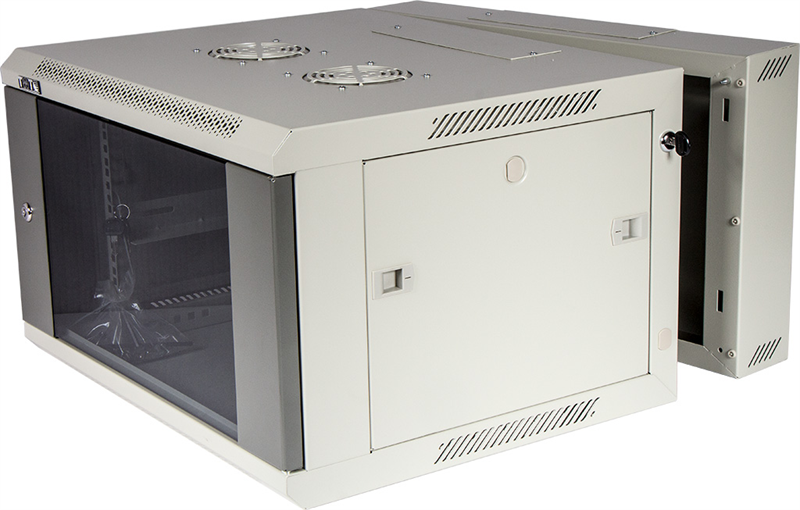 Шкаф Шкаф настенный серии Pro, 3-секционный, 6U 600x600, стеклянная дверь