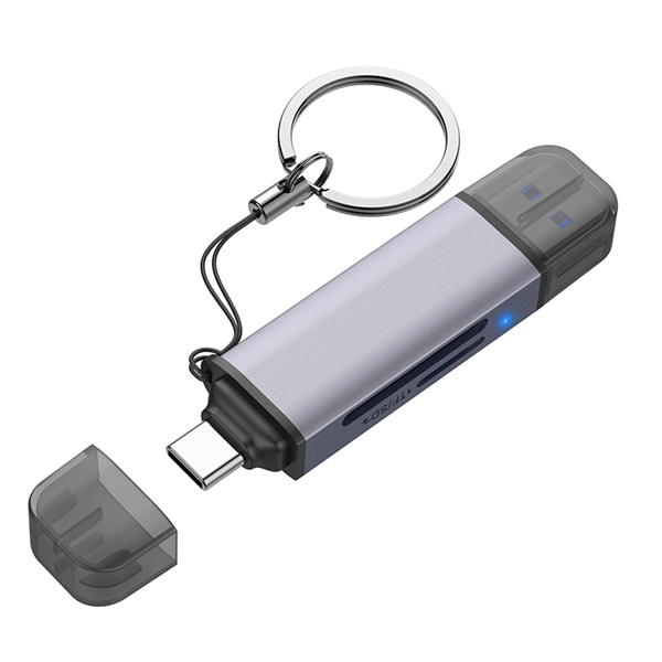 Кардридер Netac Flash card reader WK13, USB3.0+Type-C to mSD/SD, Grey (repl. NT09WK13-30GR) (незначительное повреждение коробки)
